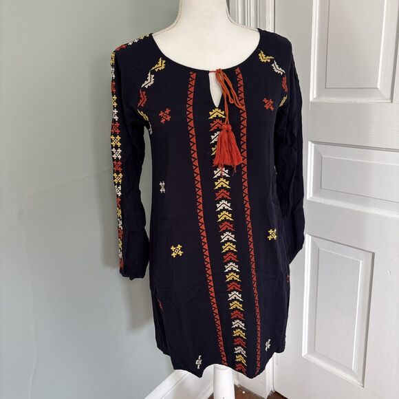 THML Boho Style Long Sleeves Embroidered Women's Dress Size Small Aztec Peasant - Picture 1 of 6